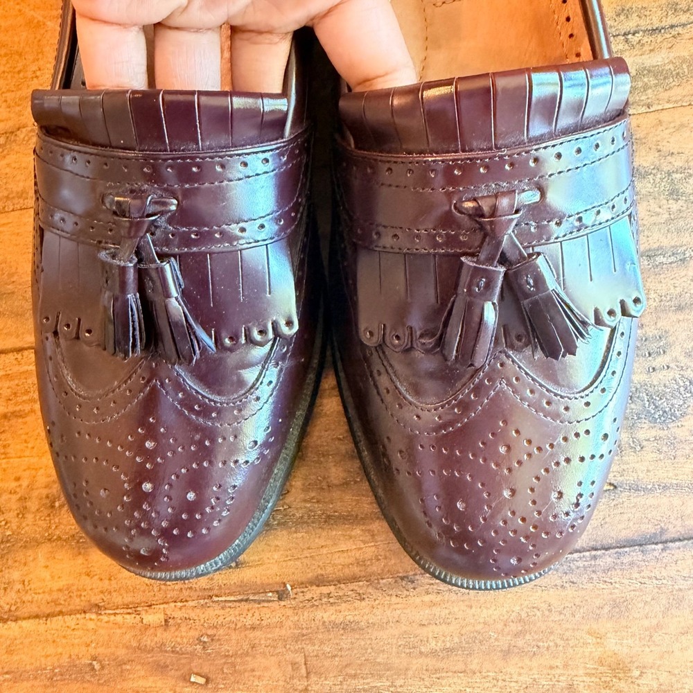 Bostonian Classics Mens Leather‎ Wingtip Tassel Kiltie Loafers 7.5 W Brown - Picture 5 of 8